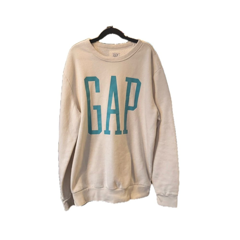 GAP Cream Sweatshirt with Blue Lettering